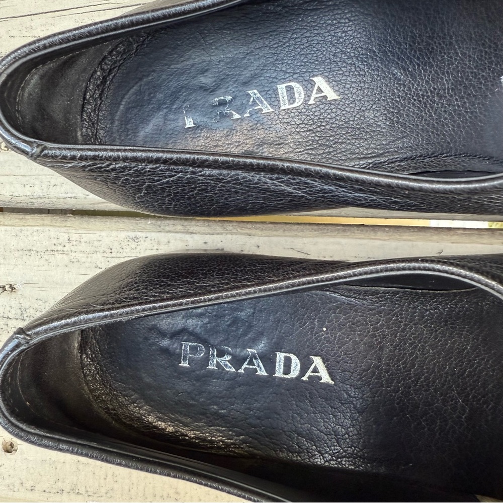 Prada black leather loafers shoes size 9.5 - Picture 12 of 15